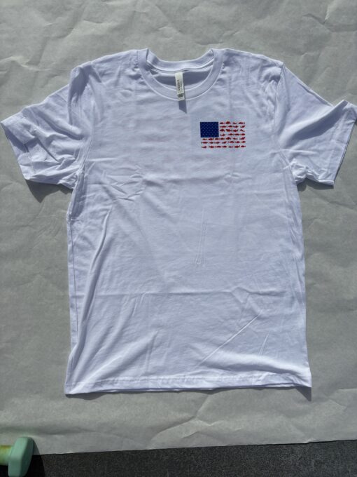 Patriotic Fishing Flag Shirt – American Fish Flag Tee with Wahoo, Tuna, Marlin – 4th of July Shirt – Memorial Day Shirt Printed in Florida - Image 4