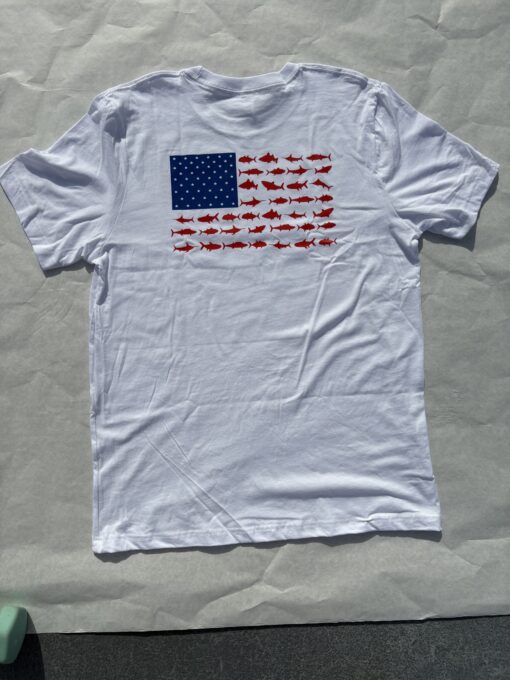 Patriotic Fishing Flag Shirt – American Fish Flag Tee with Wahoo, Tuna, Marlin – 4th of July Shirt – Memorial Day Shirt Printed in Florida - Image 7